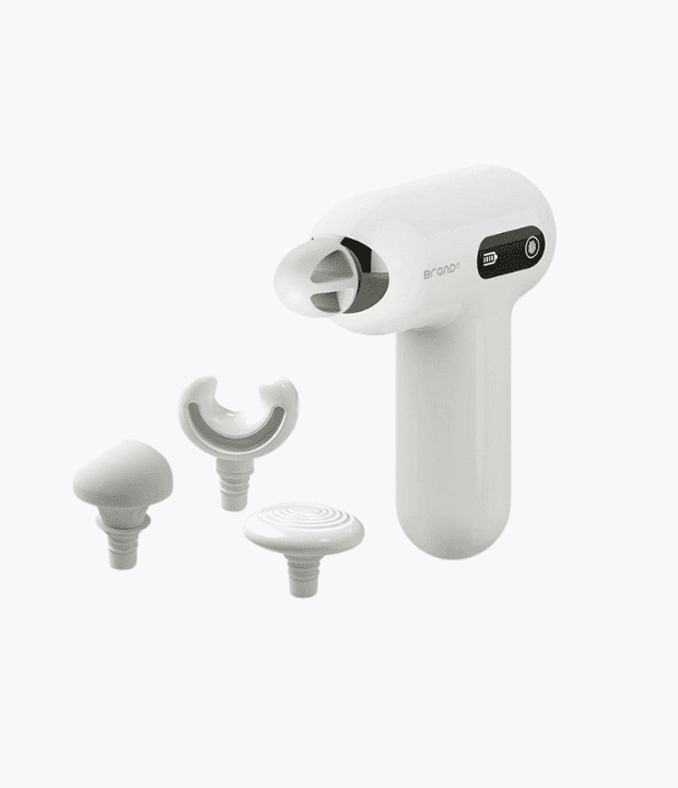 white mini fascia massage gun with USB charging
